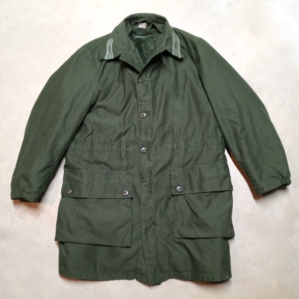 Vintage Swedish Army M59 Parka Field Coat Jacket w/ C48 Winter Sherpa Liner